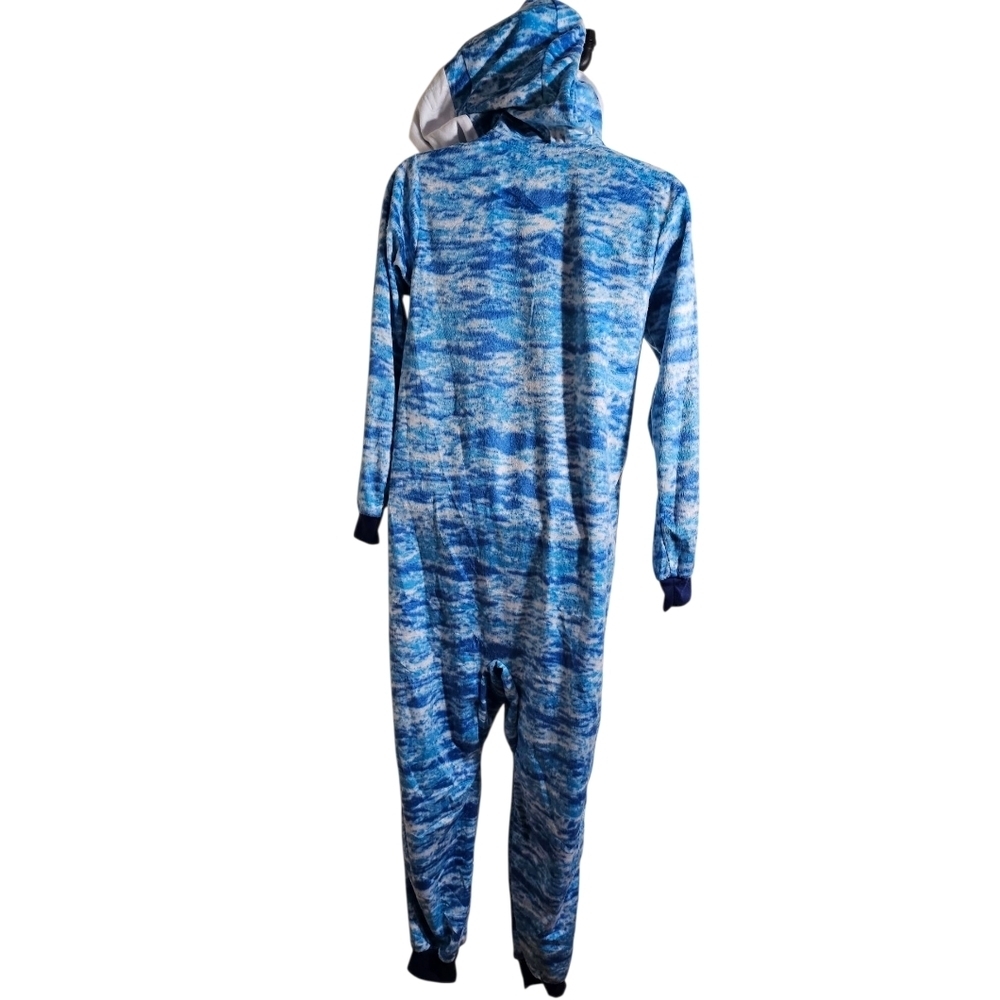 NEW Wonder Nation Blue Shark Juniors Onesie Hooded 10-12 - Picture 2 of 11